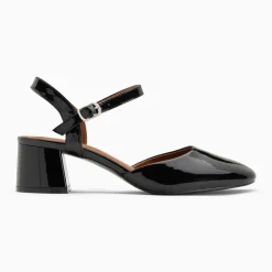 Babies à talon Angelica noires vernies