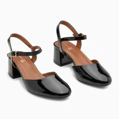 Babies à talon Angelica noires vernies