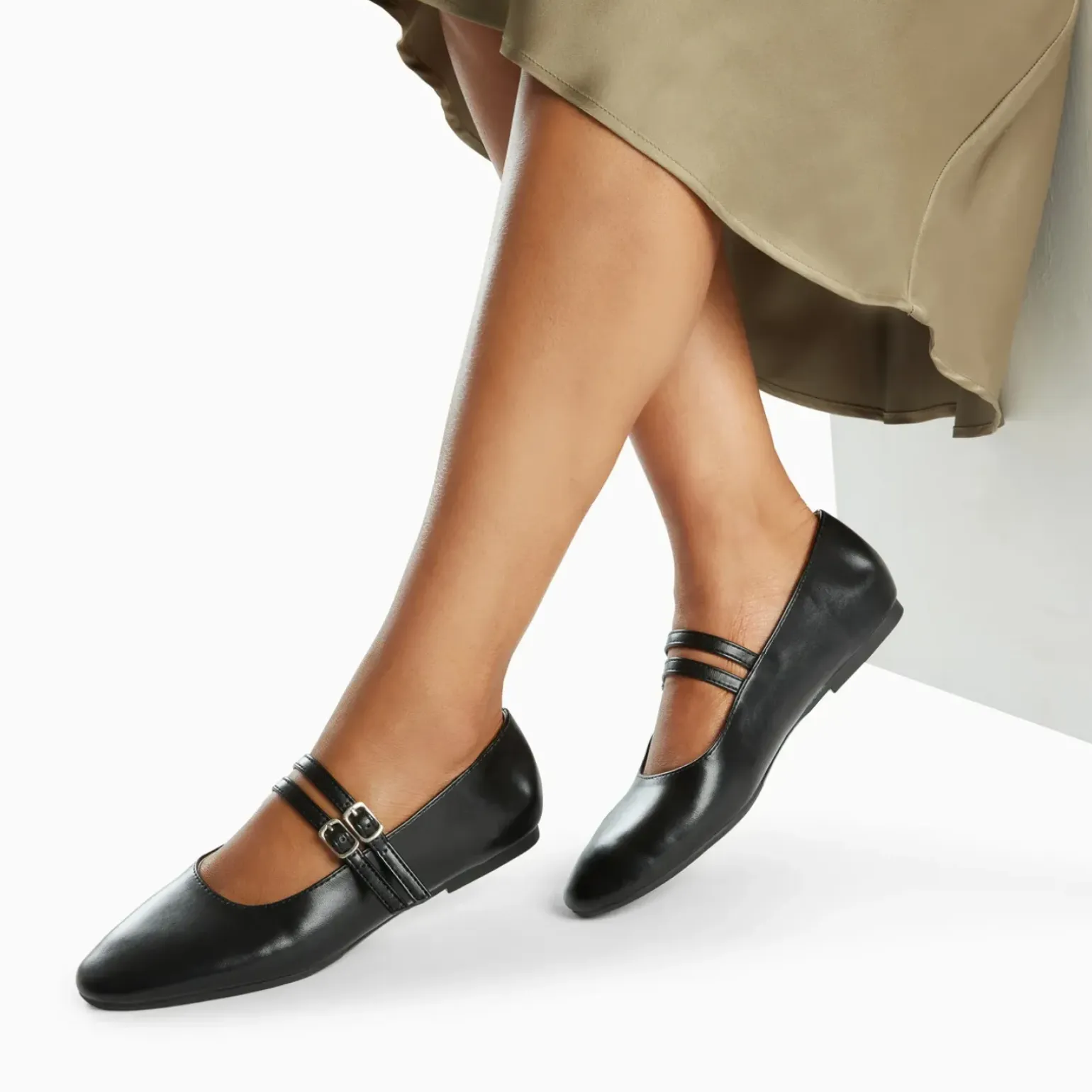 Ballerines Luce noires à doubles brides