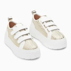 Baskets Bridget beige et or zébré à plateforme