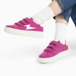 Baskets éclair Alison fuchsia et blanc à scratchs