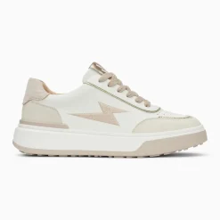 Baskets éclair Amelia blanc et beige à lacets