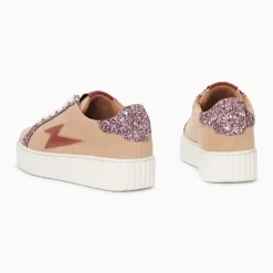 Baskets éclair Appoline beige et rose à lacets