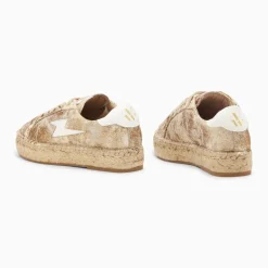 Baskets éclair April or et blanc à semelle espadrille