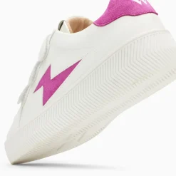 Baskets éclair Camelia blanc et magenta à scratchs