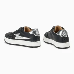 Baskets éclair Celestine noir et argent à lacets