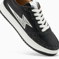 Baskets éclair Celestine noir et argent à lacets