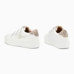 Baskets éclair Damia blanc et léopard à scratchs