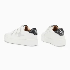 Baskets éclair Damia blanc et noir imprimé zèbre à scratchs
