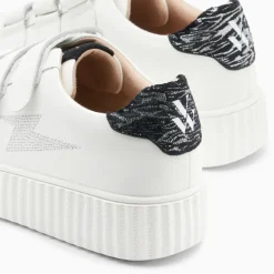 Baskets éclair Damia blanc et noir imprimé zèbre à scratchs