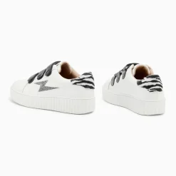 Baskets éclair Darine blanc et zèbre à scratchs anthracite