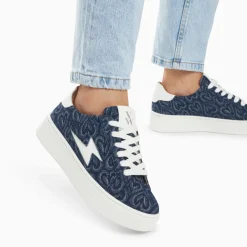 Baskets éclair Enola denim coeur à lacets