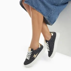 Baskets éclair Enola noir coeur à lacets