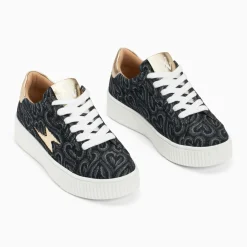 Baskets éclair Enola noir coeur à lacets