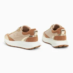 Baskets éclair Esther beige et or à semelle oversize