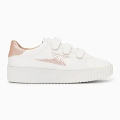 Baskets éclair Eva blanc et rose gold serpent à scratchs