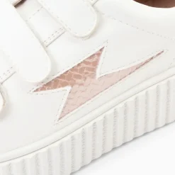 Baskets éclair Eva blanc et rose gold serpent à scratchs