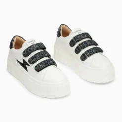 Baskets éclair Eve blanc et noir à plateforme