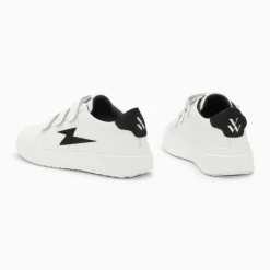 Baskets éclair Fanny blanc et noir à scratchs