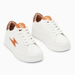 Baskets éclair Joy blanc et ocre à lacets