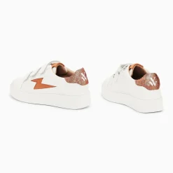 Baskets éclair Joy blanc et ocre à lacets