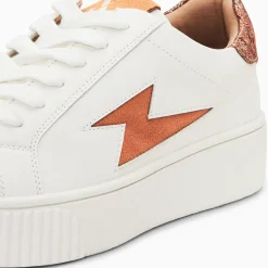 Baskets éclair Joy blanc et ocre à lacets