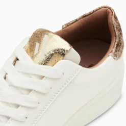 Baskets éclair Joy blanc et or à lacets