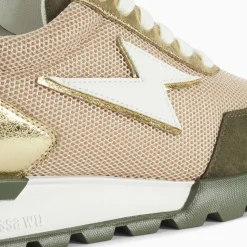 Baskets éclair Keira beige et vert kaki à semelle running