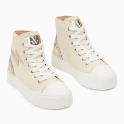 Baskets éclair Laure montantes beige et or