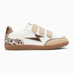 Baskets éclair Laurette blanc et beige à semelle rétro