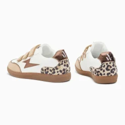 Baskets éclair Laurette blanc et beige à semelle rétro