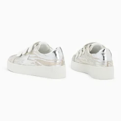 Baskets éclair Laurine beige et argent zébré à scratchs