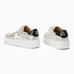 Baskets éclair Lindsey effet toile de jute beige et argent