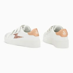 Baskets éclair Lucia blanc et rose gold à scratchs