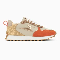 Baskets éclair Lunelle beige et orange à semelle running