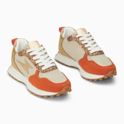 Baskets éclair Lunelle beige et orange à semelle running