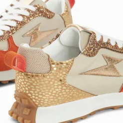 Baskets éclair Lunelle beige et orange à semelle running
