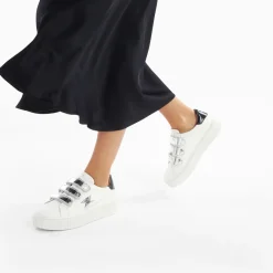 Baskets éclair Marilou blanc et argent à scratchs