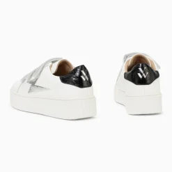Baskets éclair Marilou blanc et argent à scratchs