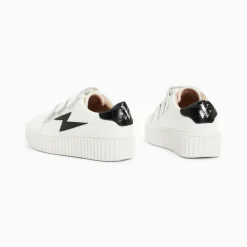 Baskets éclair Mini Elsa blanc et noir croco à scratchs