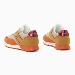 Baskets éclair Nicole beige et orange à semelle running