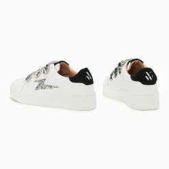 Baskets éclair Noura blanc et argent à scratchs zèbre