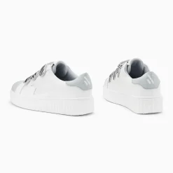 Baskets éclair Opaline blanc et gris à scratchs zèbre