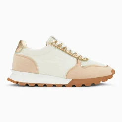 Baskets éclair Paola beige et or à semelle running