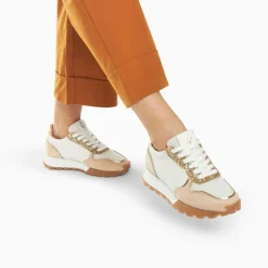 Baskets éclair Paola beige et or à semelle running