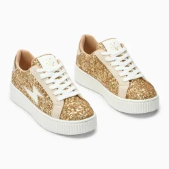 Baskets éclair Pearl à paillettes or