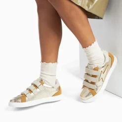 Baskets éclair Sadie or et beige à scratchs