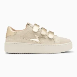 Baskets éclair Summer beige et or à scratchs