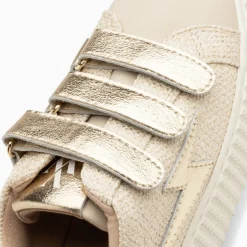 Baskets éclair Summer beige et or à scratchs