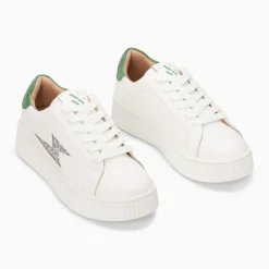Baskets éclair Tiff argent glitter et vert à lacets